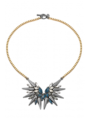 Halskette 'Double Spike Crystal' gold-blau