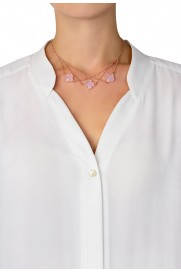 Halskette 'Kleeblatt Triple' rosa rosé vergoldet