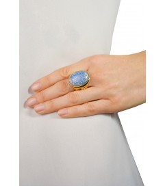 Kenneth Jay Lane Ring 'Blue Opal' vergoldet