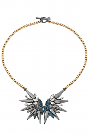 Halskette 'Double Spike Crystal' gold-blau