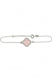 Armband 'Kleeblatt Simple' rosa Silber