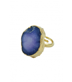 Ring vergoldet mit Quarz lila/blau