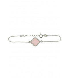 Armband 'Kleeblatt Simple' rosa Silber