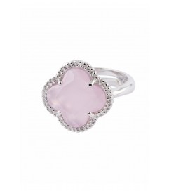 Ring 'Kleeblatt Simple' rosa Silber
