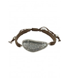 Makramee Armband mit Bergkristall taupe/charcoal