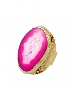 Ring vergoldet mit Achat fuchsia