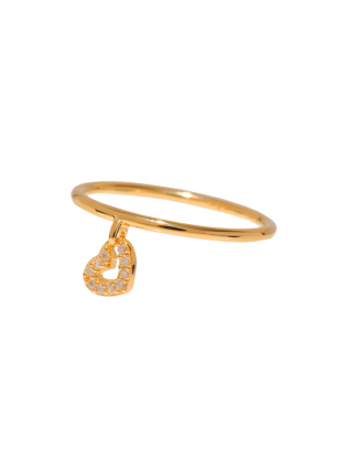 Leaf Ring mit Anhänger 'Herz' vergoldet