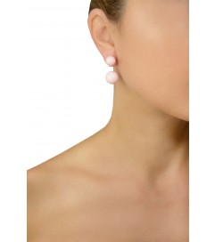 Ohrring mit zwei Perlen rosa