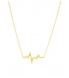 Halskette 'Heartbeat' mit Zirkonia Silber vergoldet