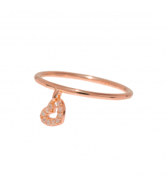 Leaf Ring mit Anhänger 'Herz' rosé vergoldet