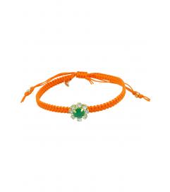 Makramee Armband orange/ grüner Stein